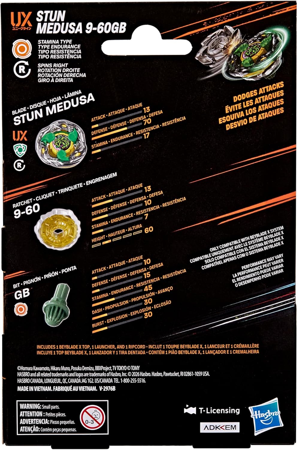 BEYBLADE X Stun Medusa 9-60GB UX Starter Pack Set