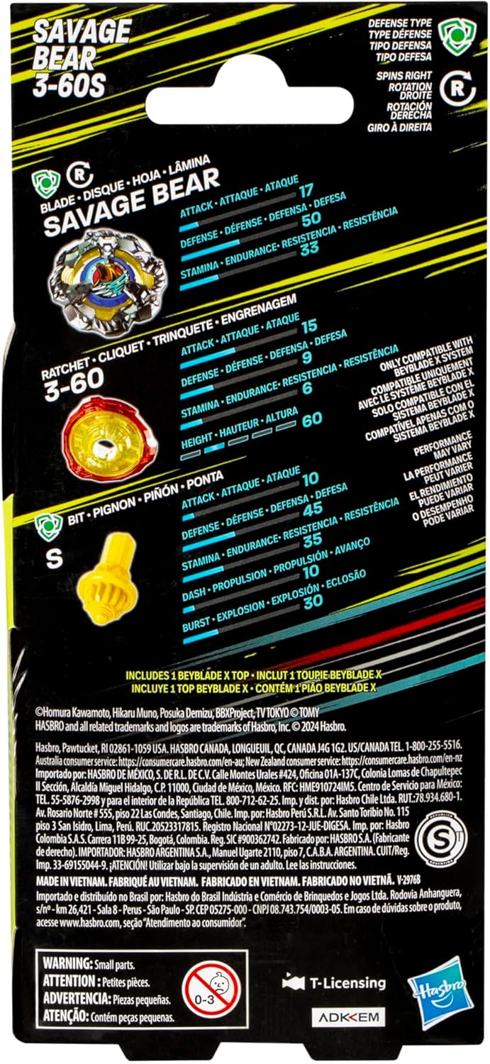 Beyblade X Savage Bear 3-60S Booster Pack Set