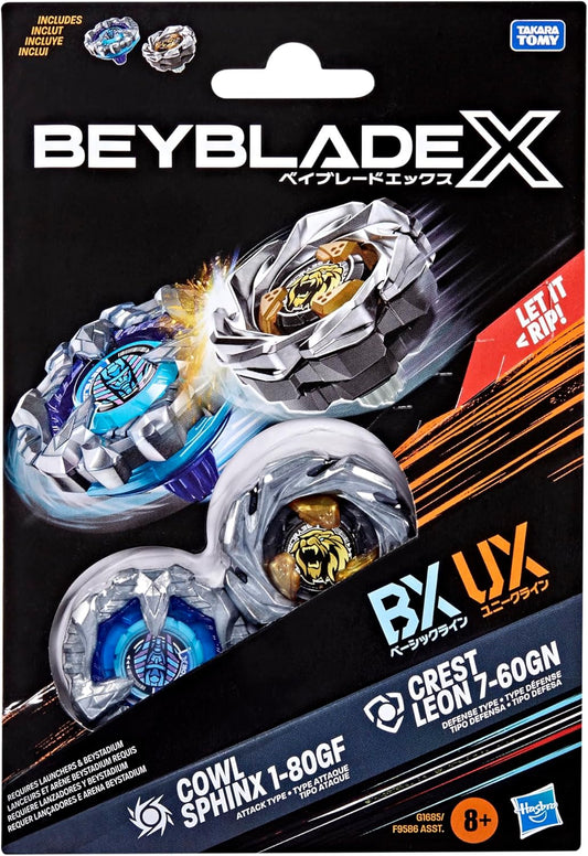 Beyblade X Cowl Sphinx 1-80GF BX & Crest Leon 7-60GN UX