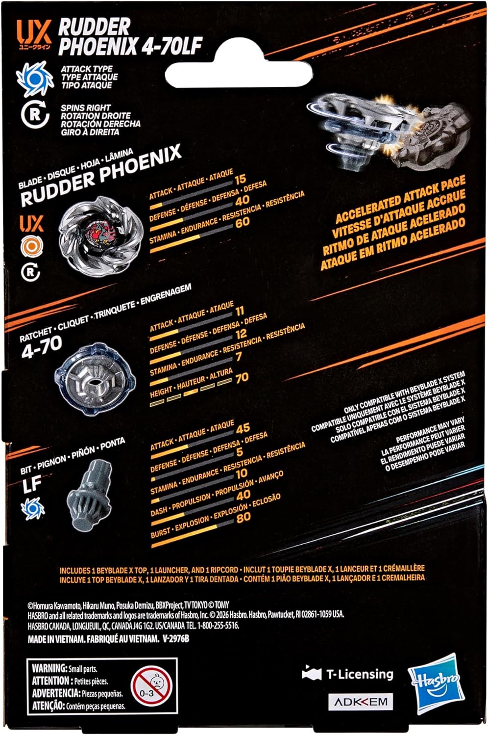 Beyblade X Rudder Phoenix 4-70LF UX
