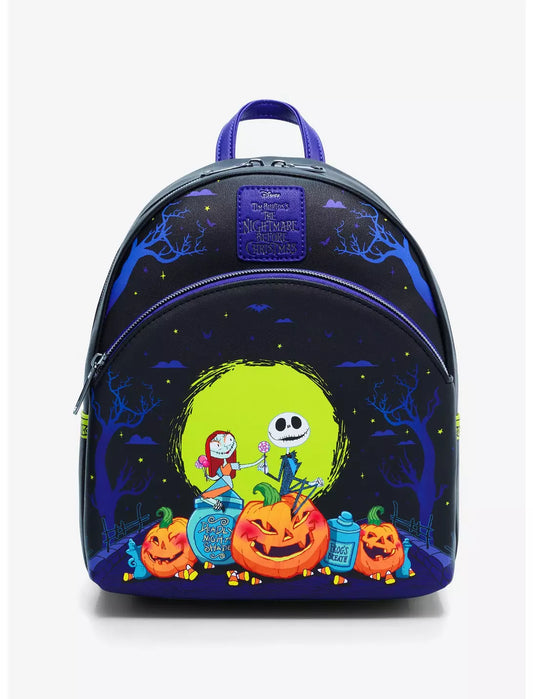 Loungefly The Nightmare Before Christmas Jack & Sally Pumpkins Mini Backpack