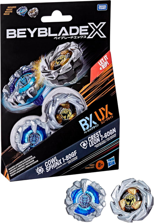 Beyblade X Cowl Sphinx 1-80GF BX & Crest Leon 7-60GN UX