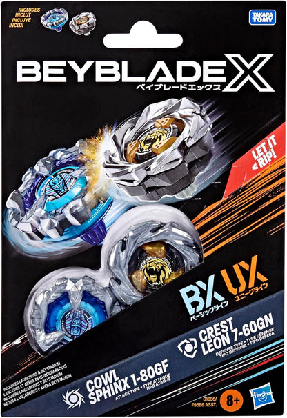 Beyblade X Cowl Sphinx 1-80GF BX & Crest Leon 7-60GN UX