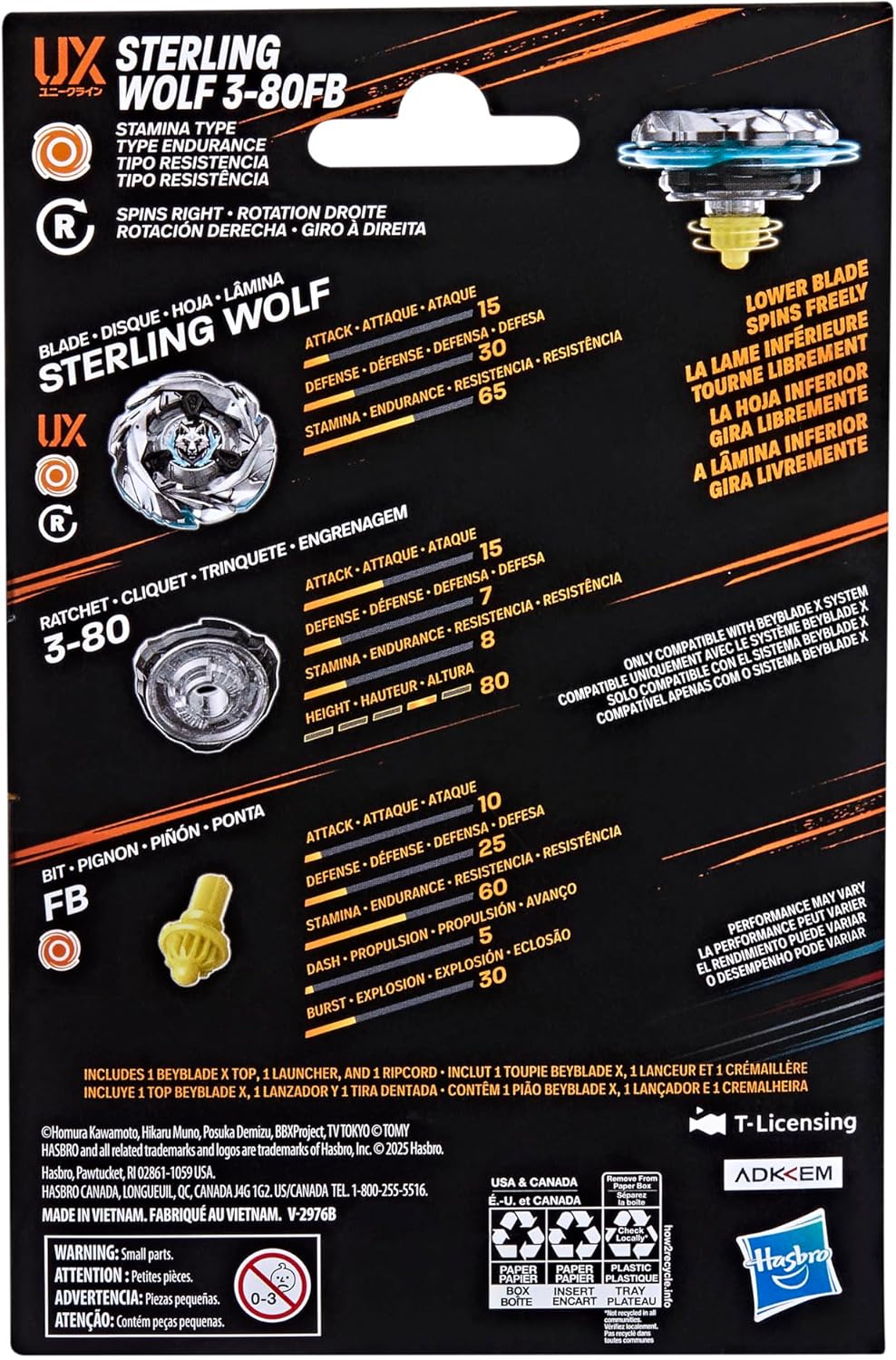 BeyBlade X Sterling Wolf 3-80FB UX
