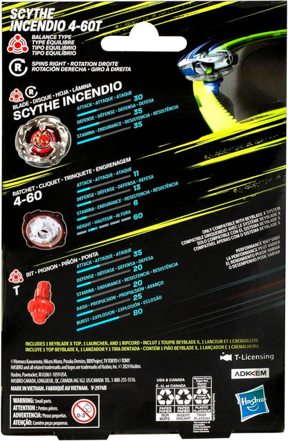 Beyblade X Scythe Incendio 4-60T Pack Set