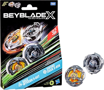 Beyblade X Gale Wyvern 3-60T y Sword Dran 3-80B Paquete Doble