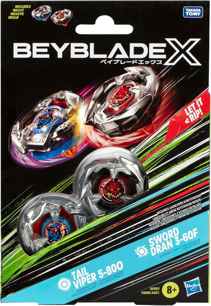 BEYBLADE X Tail Viper 5-80O y Sword Dran 3-60F