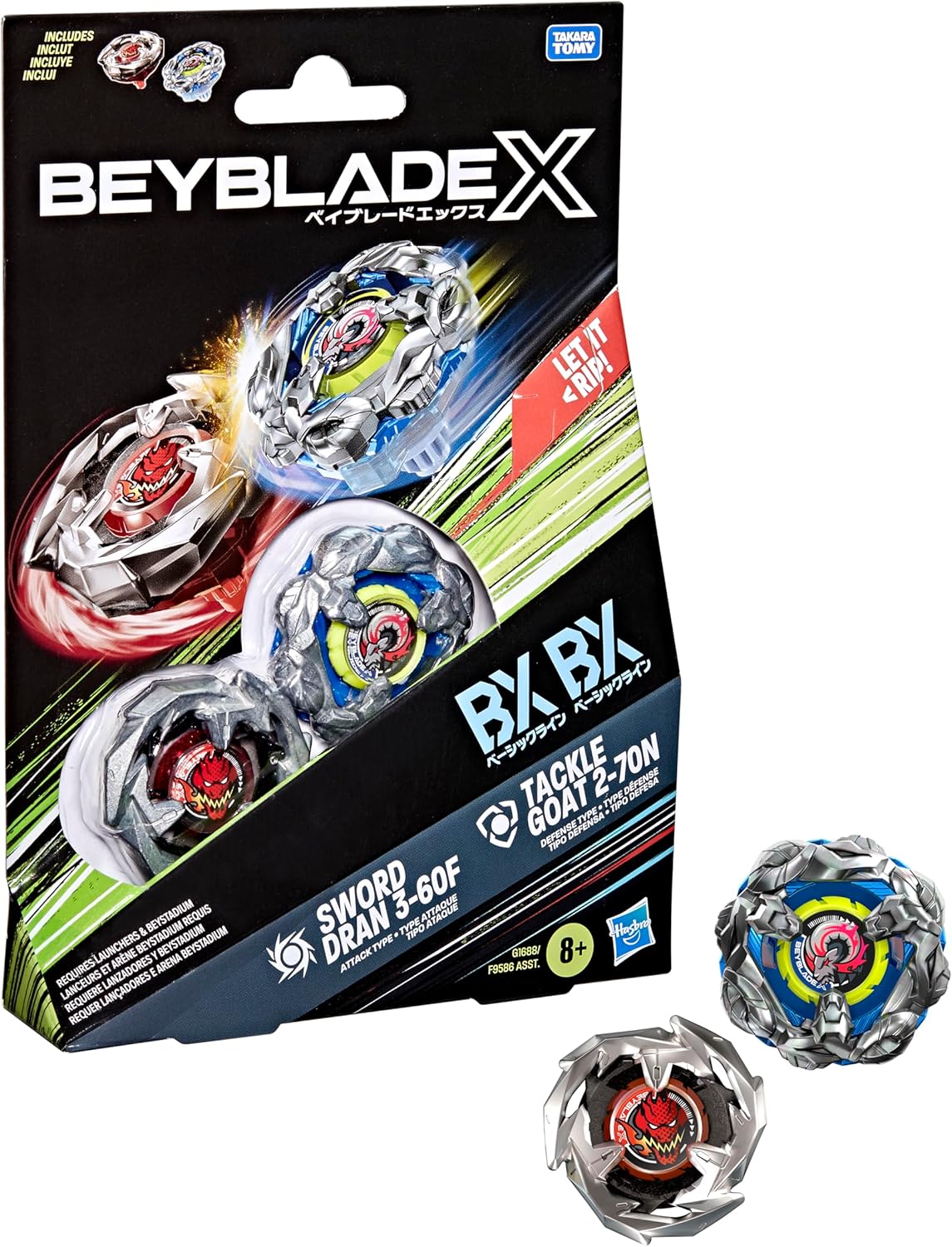 Beyblade X Tackle Goat 2-70N BX & Sword Dran 3-60F BX Takara Tomy