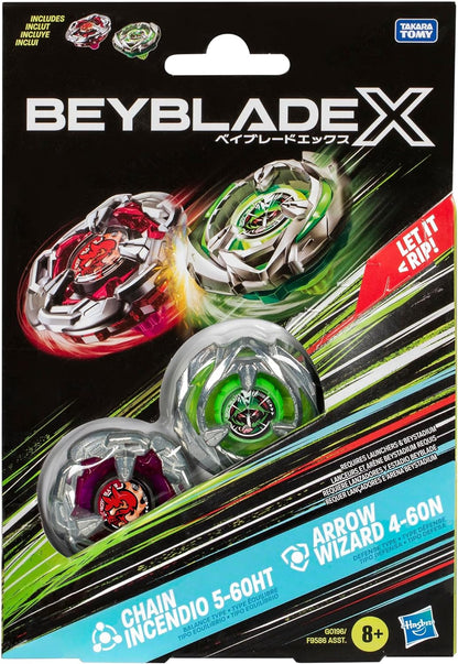 BEYBLADE X Chain Incendio 5-60HT y Arrow Wizard 4-60N