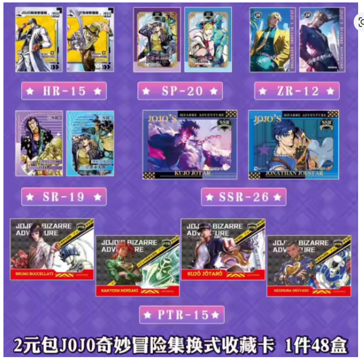 Sobres de cartas de Jojos Bizarre Adventure