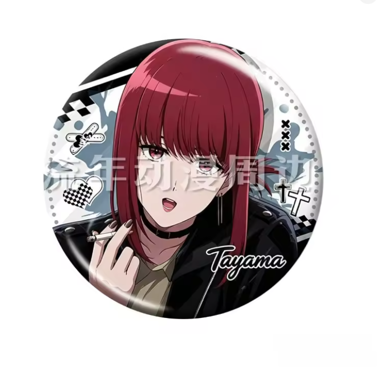 Smoking Behind The Supermarket with You Acrylic Stand and Metal Badge Set.